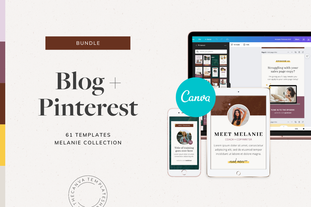 Melanie Blog/Pinterest Templates, a Social Media Template by The Canva Template Shop (Photo 1 of 8)