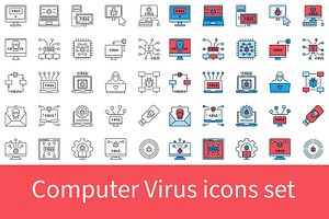 Computer Virus icons set, an Icon by VenomousVector