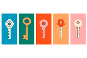 Set of various house keys. Colored, a Texture Graphic by GraphiShop