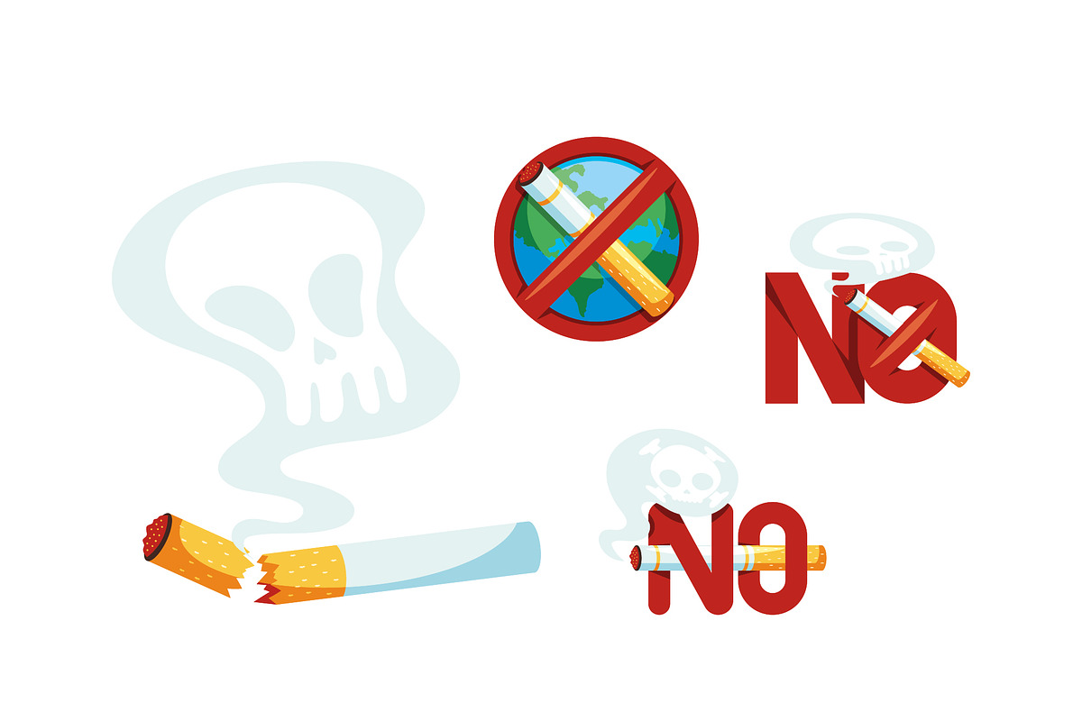 No Smoking Awareness Vector Icon Set preview 3