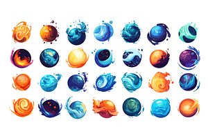 Cartoon planets. Celestial bodies, an Illustration by Stock-Smart-Start