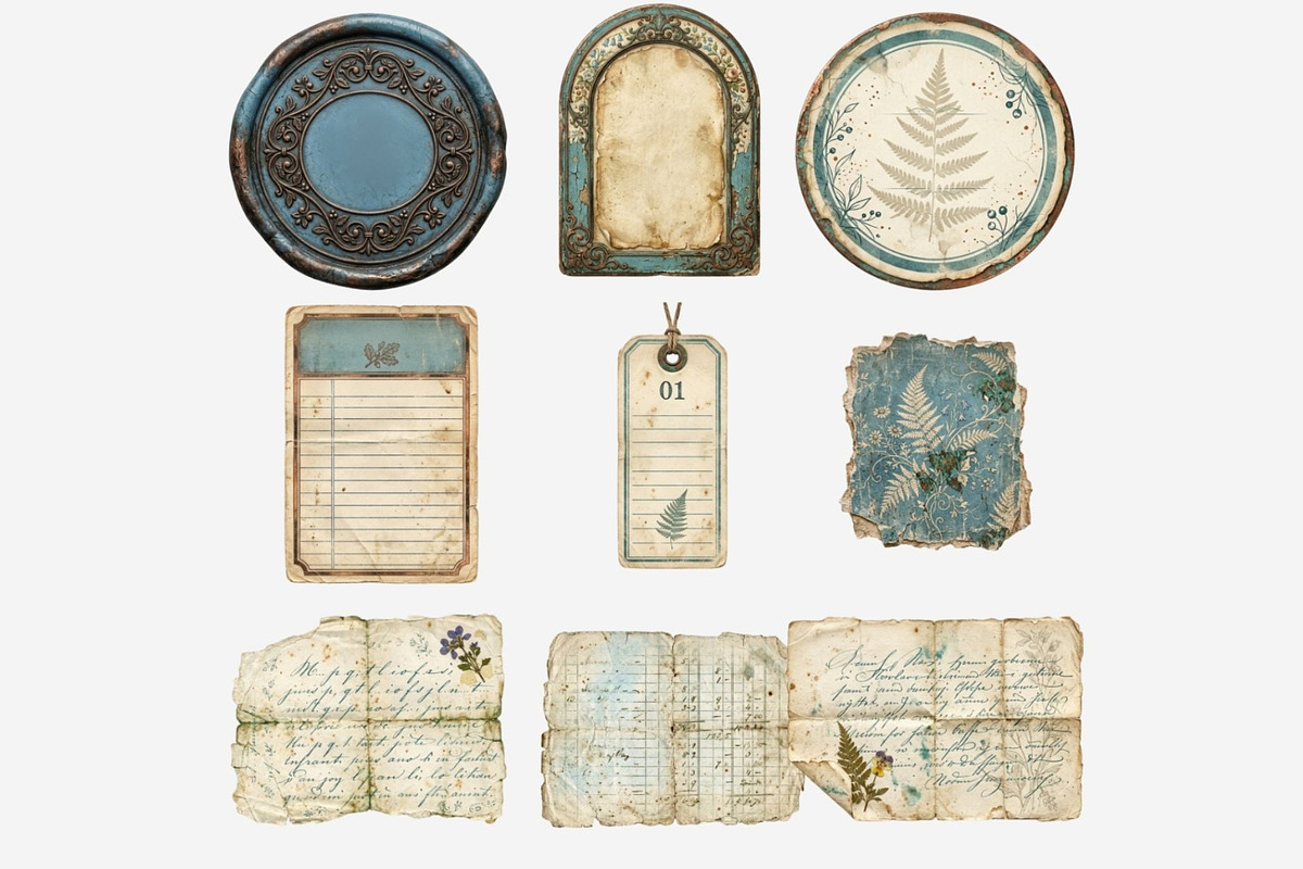 Patina Blue Vintage Ephemera PNG, a Seasonal Illustration by Tanya Kart (Photo 3 of 15)
