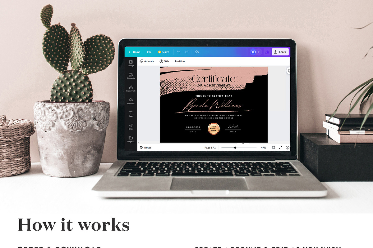 Certificate of Completion CANVA C004, a Marketing Template by Draca Design Co (Photo 4 of 4)
