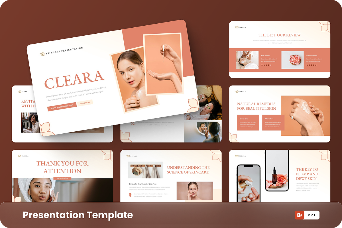 Cleara - Skincare PowerPoint, a Presentation Template by GraphauseProject (Photo 1 of 6)