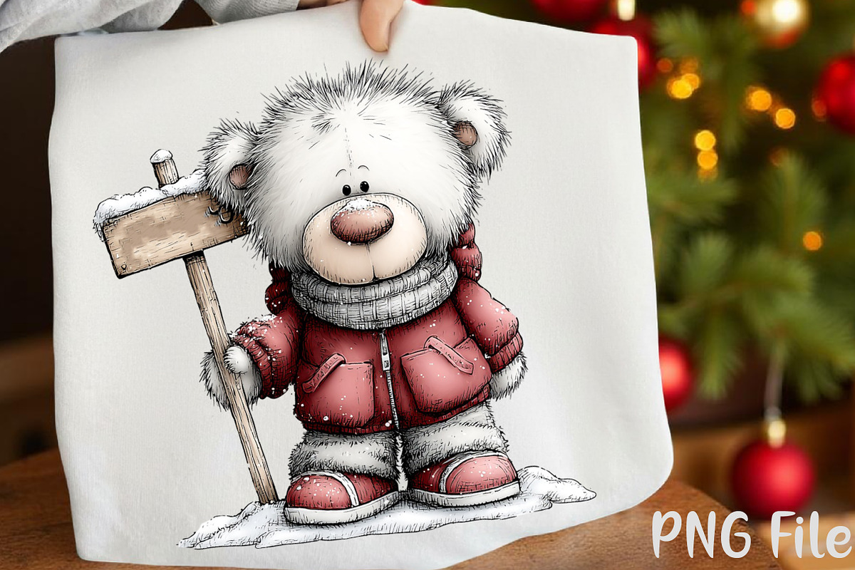 Whimsical Christmas Teddy Bear Clipa, a Seasonal Illustration by YA Design (Photo 5 of 7)