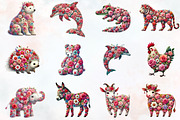 Floral Animals Clipart, Spring Clipa, an Illustration by RobertsArt (Thumbnail 2 of 7)