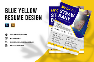 Blue Yellow CV & Resume