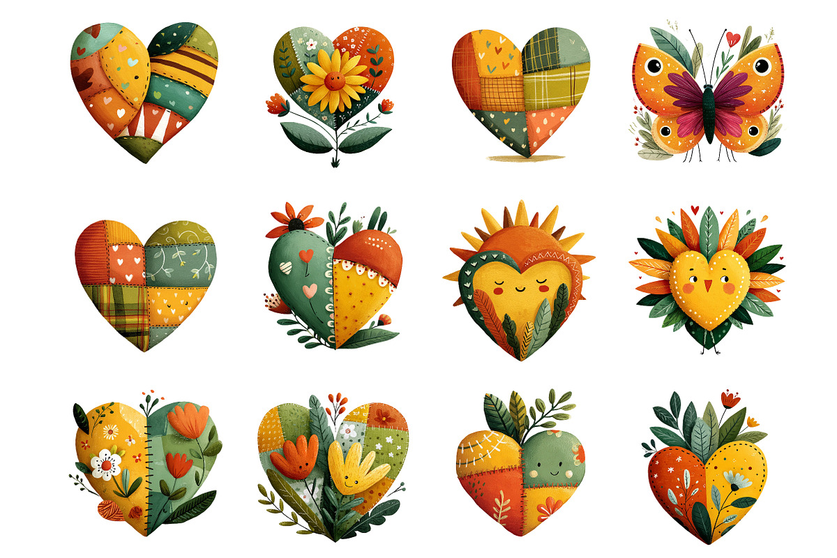 Patchwork Valentine’s Day Heart Clip, an Illustration by DreamArtGraphic (Photo 4 of 4)