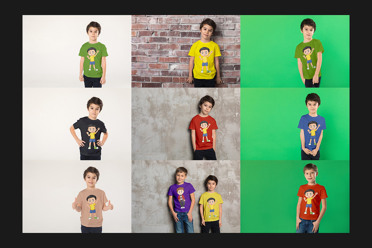 111 Kids T-Shirt Mock-Up Set, a Shirt Mockup by Freeman Studio (Photo 12 of 24)