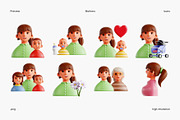 Mother 3D Icon Set, a Characters & Person 3D Model by Eklip Studio (Thumbnail 2 of 3)