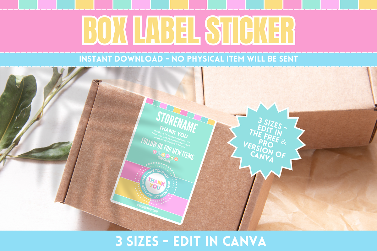Cute Box Seal Sticker Template, a Stationery Template by SunshineStudioBoutique (Photo 2 of 8)