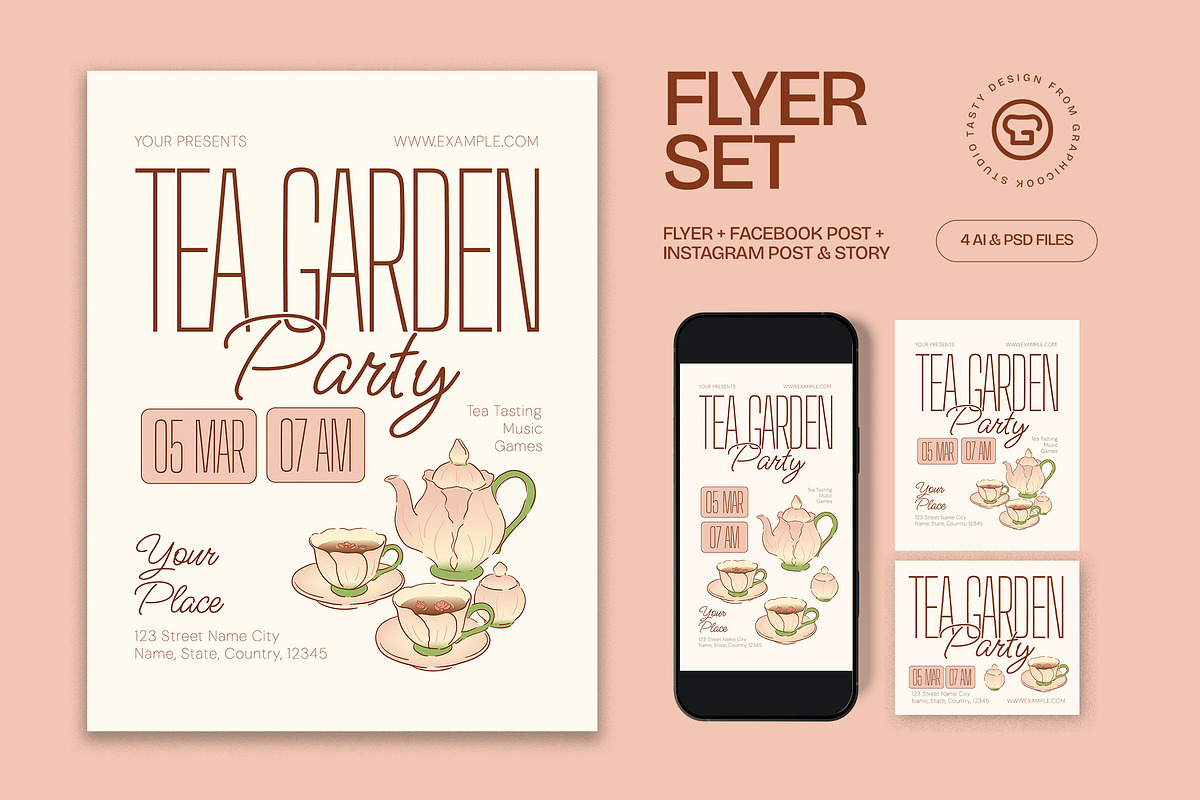 Tea Garden Party Flyer, a Flyer Template by graphicook (Photo 1 of 3)
