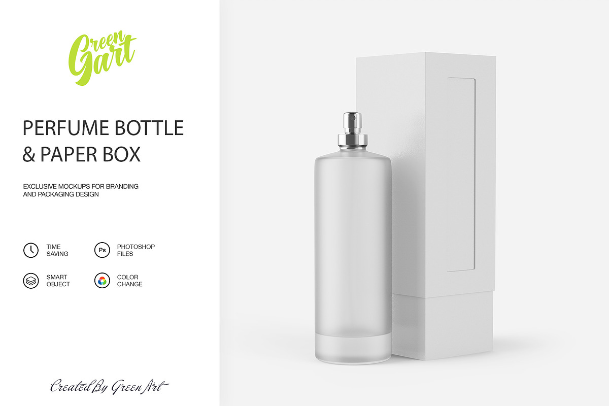 Perfume Bottle & Paper Box Mockup, a Product Mockup by Green Art (Photo 3 of 7)