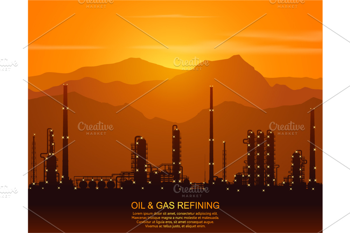 Oil and gas refinery vector set, a Technology Illustration by MSA-Graphics