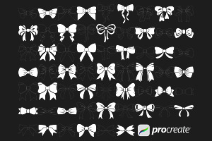 Ribbon Bows Set 3 Procreate Brush