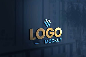 3D Logo Mockup on Glass Wall
