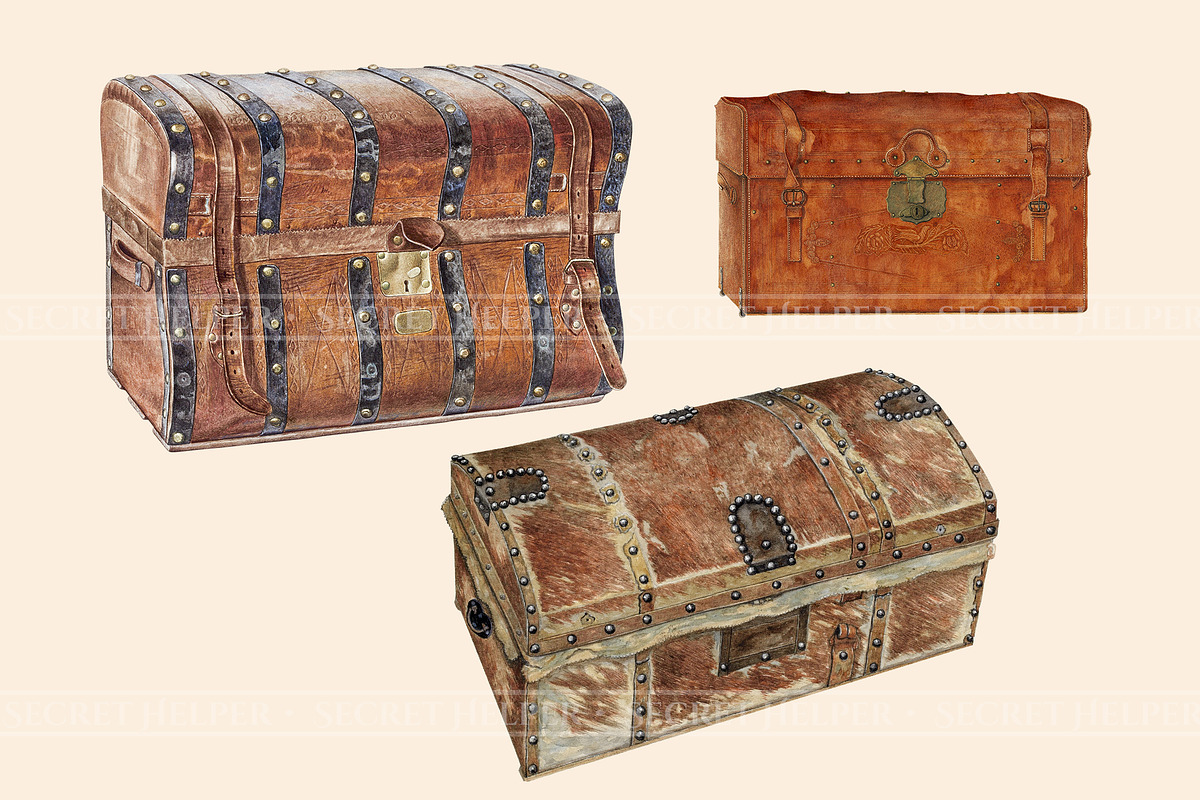 Vintage Treasure Chest Clipart, an Illustration by Secret Helper (Photo 3 of 8)