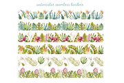 Watercolor Tropical Leaves & Flowers, an Illustration by babenkoirusa (Thumbnail 5 of 17)