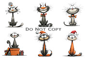 Quirky Christmas Cat Clipart, an Illustration by Craft Nest (Thumbnail 8 of 13)
