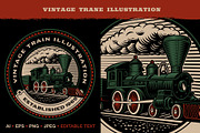 Vintage Vector Train Illustration, a Transportation Illustration by Harry Kasyanov (Thumbnail 1 of 4)