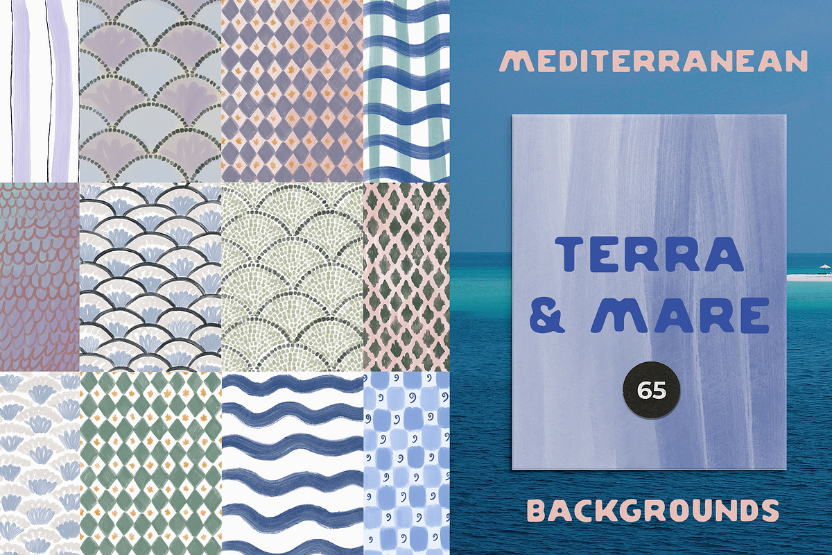 Handmade Mediterranean Backgrounds, a Background Graphic by Lana Elanor (Photo 1 of 9)