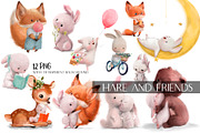 Hare and Friends, an Animal Illustration by Eve Farb (Thumbnail 1 of 3)