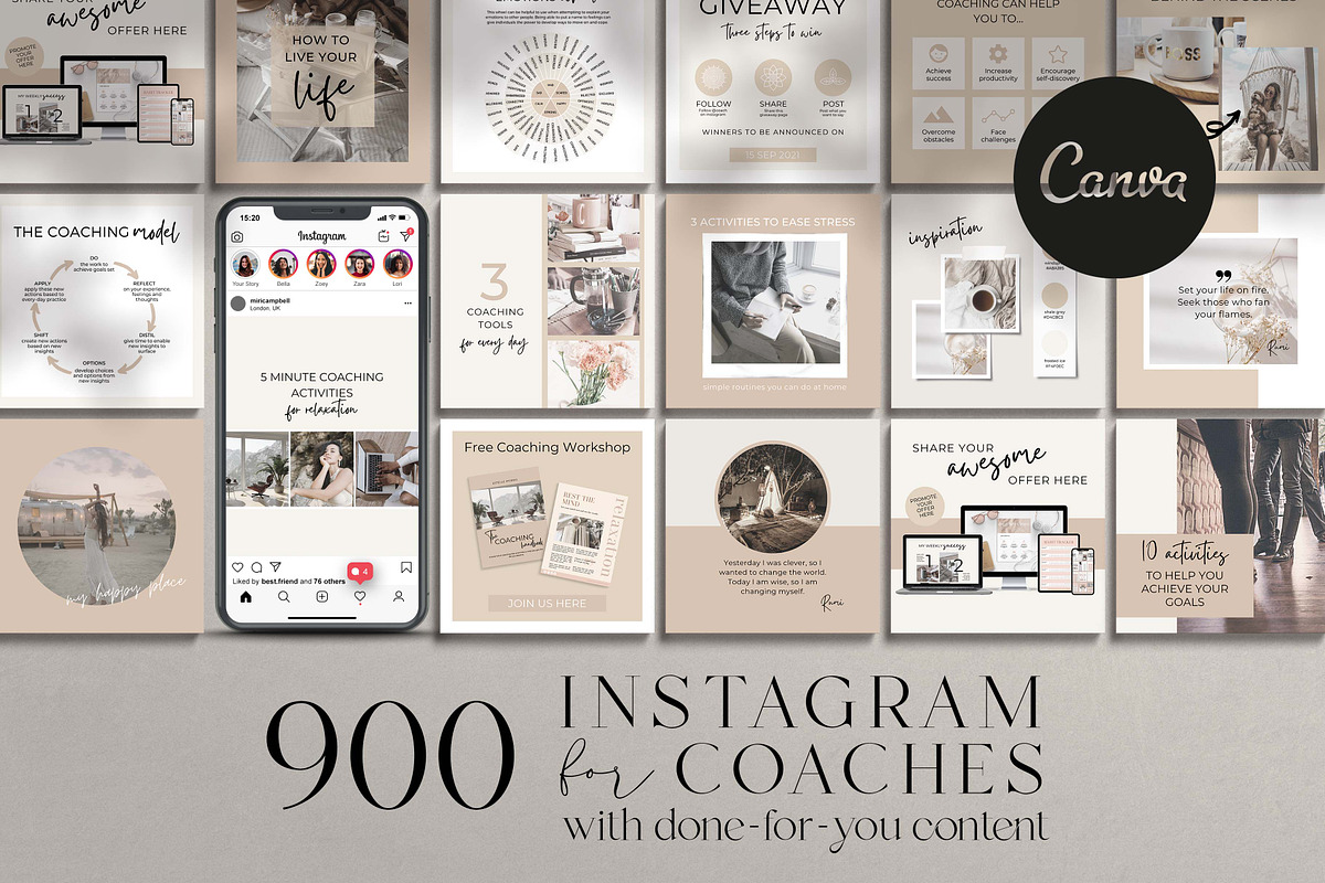 Life Coach Instagram Canva Templates, a Design Template by Miri Campbell (Photo 1 of 18)