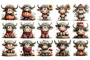 Autumn Highland Cow Clipart, an Animal Illustration by Nicolle's Colorful Art (Thumbnail 2 of 6)