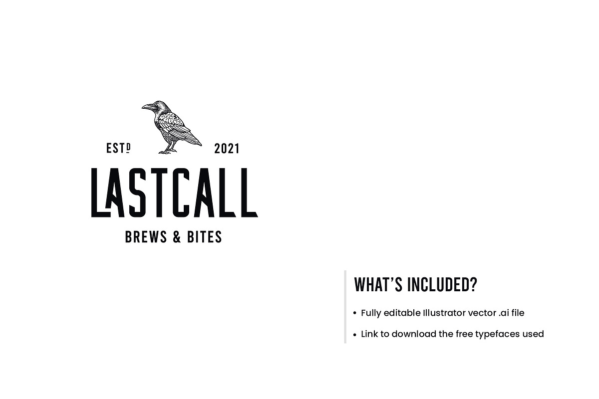 Raven Illustration Logo Template, a Branding & Logo Template by Galaxybomb (Photo 2 of 4)