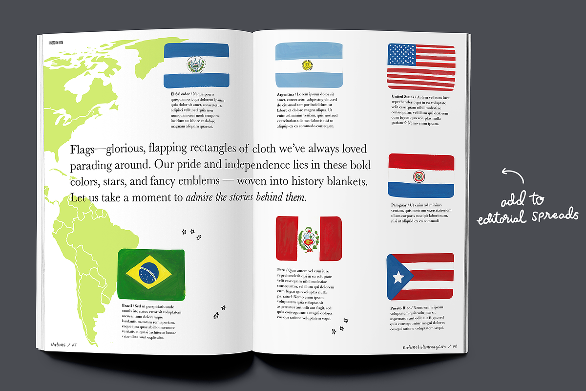 Hand Painted Flags of the Americas, an Illustration by Katrina Junio (Photo 4 of 8)
