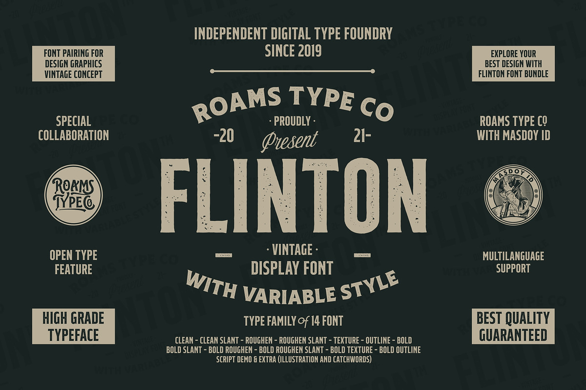 Flinton - Vintage Bundle Fonts, a Serif Font by Roams Type (Photo 1 of 14)