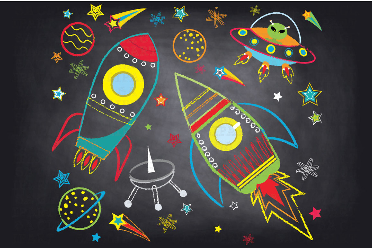 Chalkboard Outer space clipArt, an Illustration by SA ClipArt