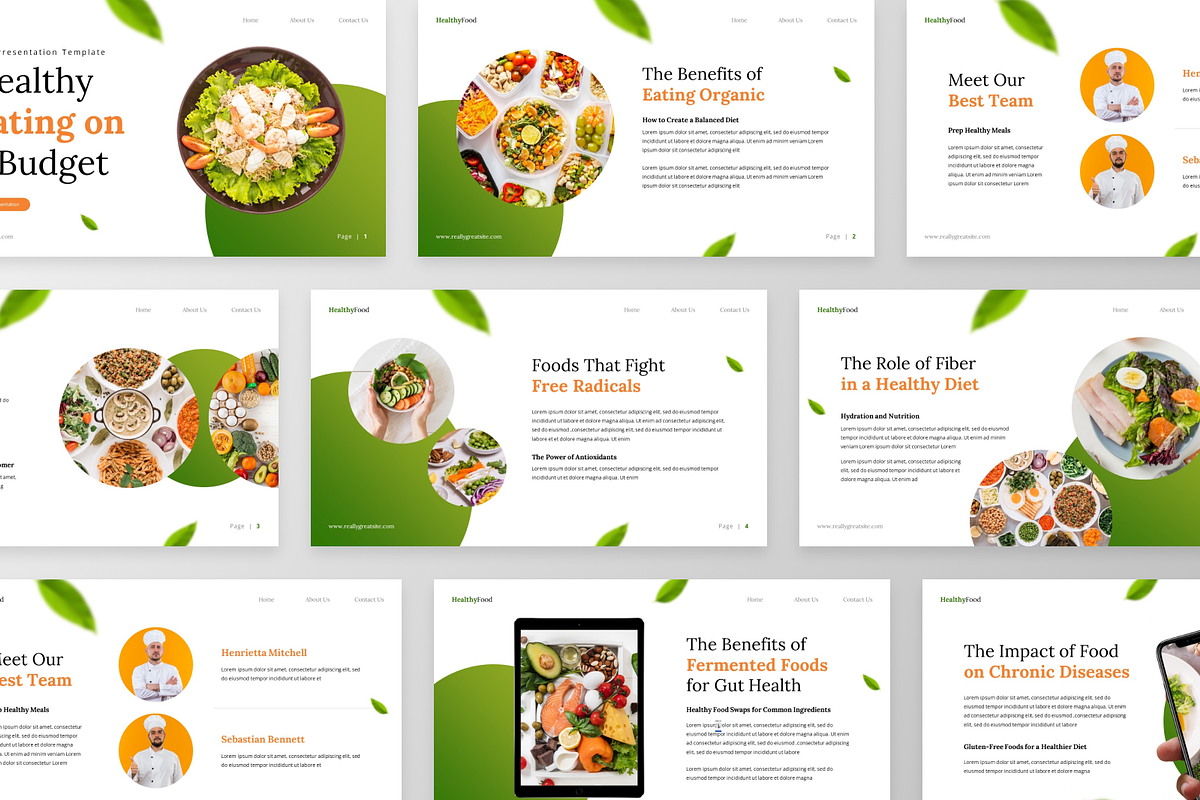 Healthy Food PowerPoint Template, a Presentation Template by GraphauseProject (Photo 2 of 6)