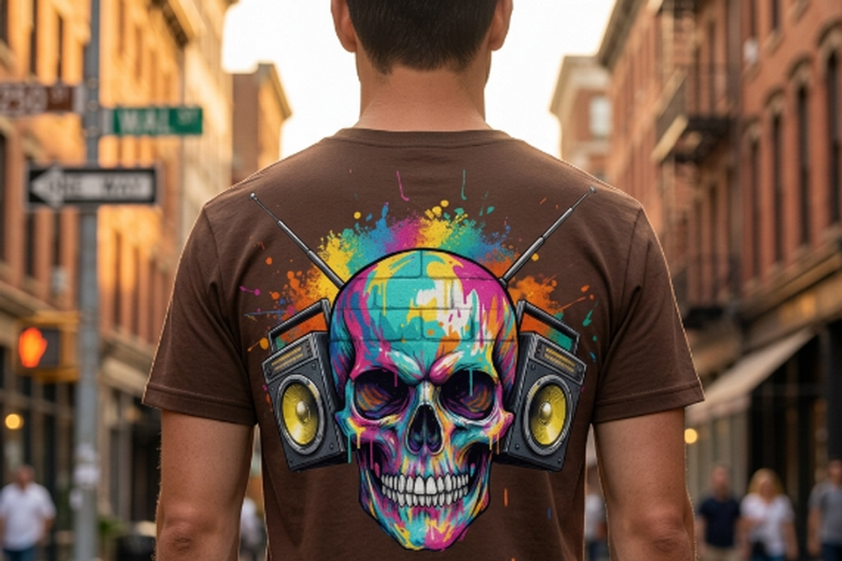 Graffiti Boombox Skull Art, a Shirt Mockup by Vector Stall (Photo 3 of 14)