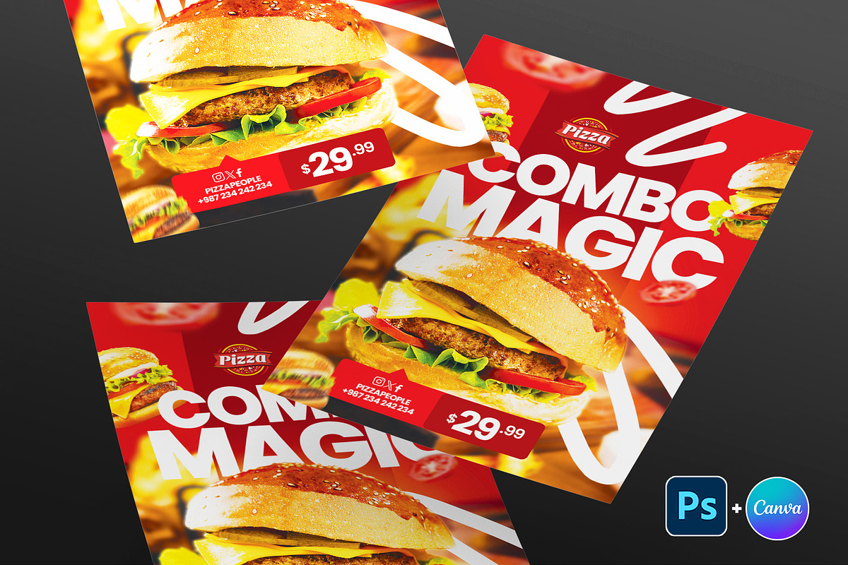 Fast Food Promo Flyer | Canva & PSD, a Flyer Template by Vintage Impressions (Photo 2 of 6)