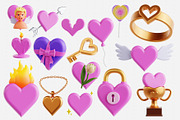 Heart Shape 3D Icon Set, an Object 3D Model by Eklip Studio (Thumbnail 1 of 2)