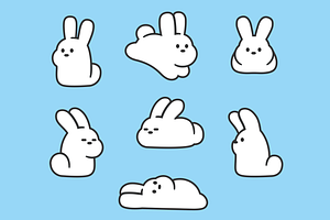 Cute cartoon bunnies set, an Illustration by Irina Mir