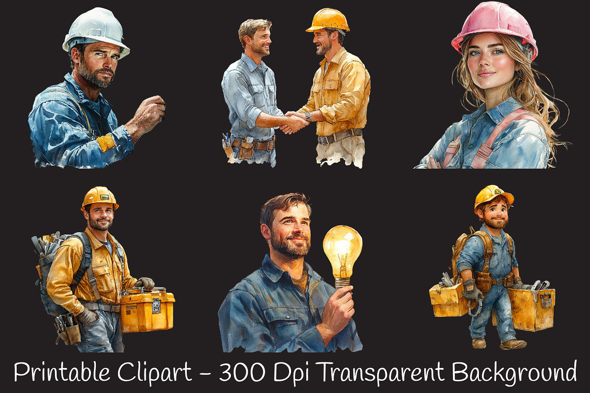 Electrician Watercolor Cliparts, an Illustration by RobertsArt (Photo 5 of 7)