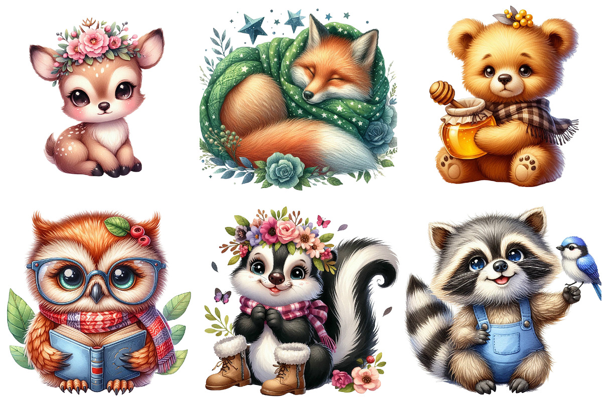 Sweet Forest Friends, Baby Animals, an Illustration by Watercolor design (Photo 3 of 4)