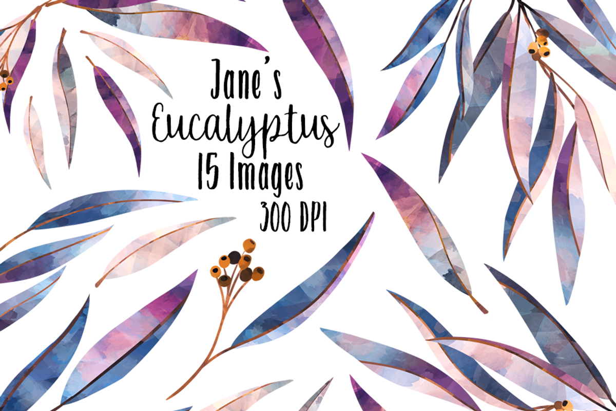 Watercolor Eucalyptus Clipart, an Illustration by DigitalArtsi (Photo 1 of 4)