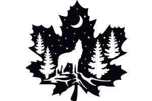 Wolf Composition - Wildlife Stencils, an Animal Illustration by Digital-Clipart