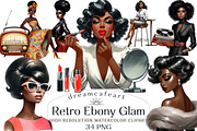 Retro Ebony Glam Clipart, an Illustration by DreamCafeArt (Thumbnail 1 of 6)