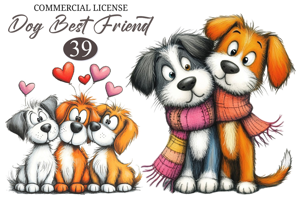 Valentine Dog Best Friend Clipart, an Animal Illustration by designcity5 (Photo 1 of 5)