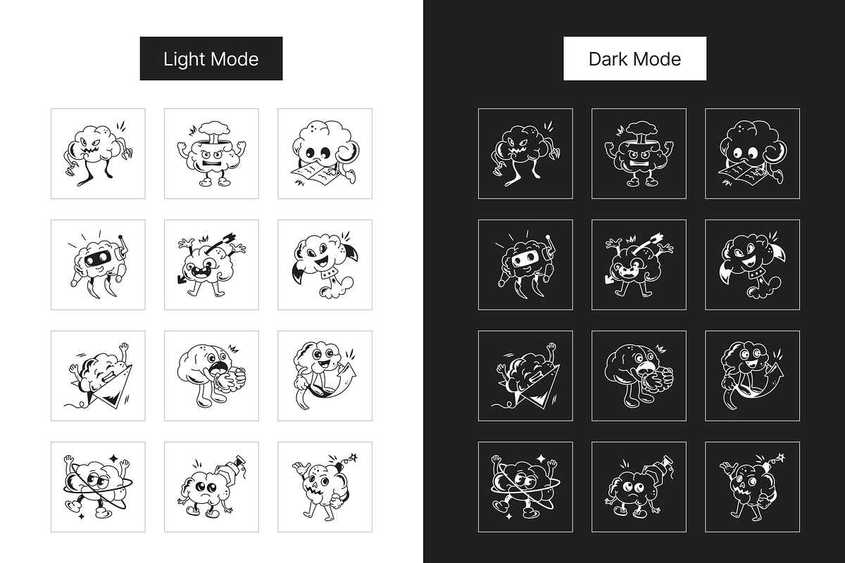 Cute Brain Icons, a Solid Icon by Prosymbols (Photo 3 of 6)