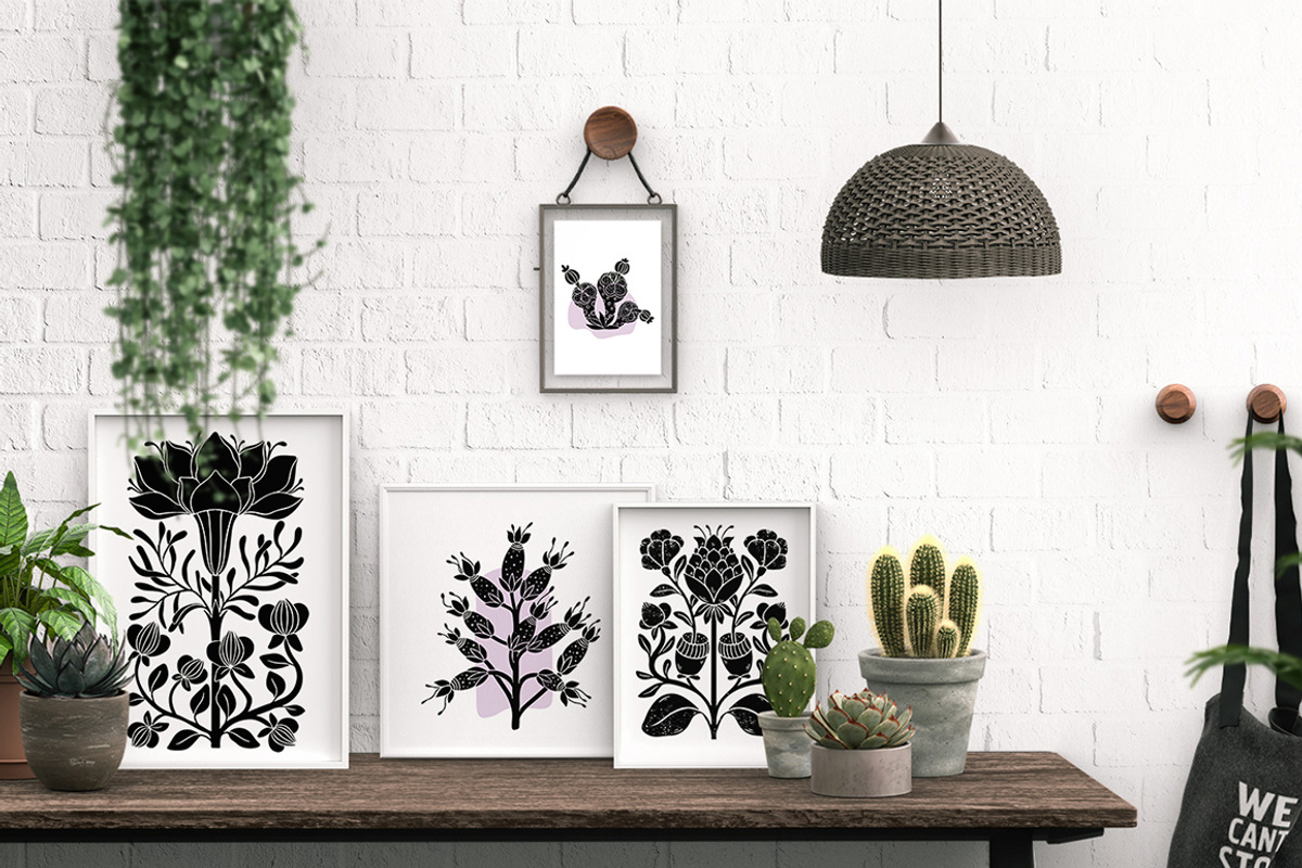 Wild flowers - botanical linocut, an Object Graphic by DariSmartArt (Photo 8 of 13)