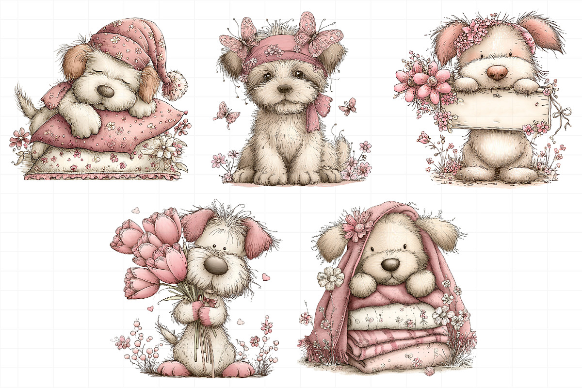 Whimsical Spring Dogs Clipart, an Illustration by Daily.Designs (Photo 7 of 7)