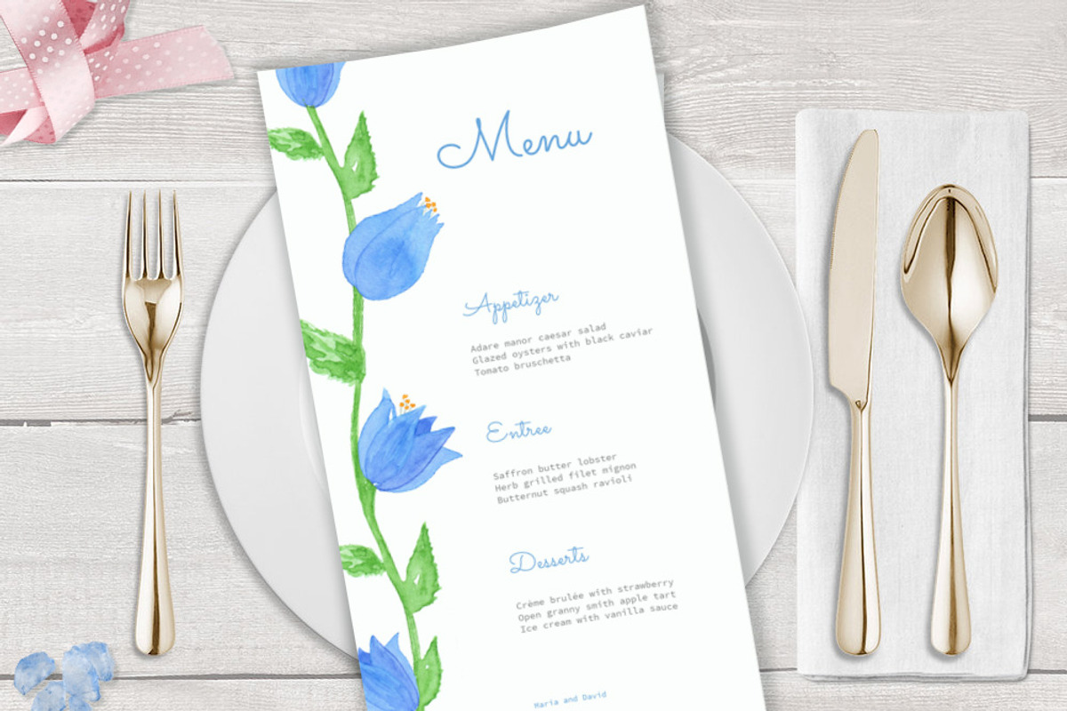Bellflower Watercolor Wedding Suite, a Stationery Template by Love Design (Photo 8 of 15)