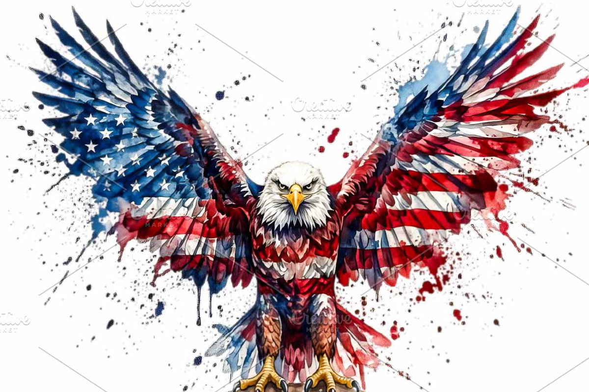 Bald Eagle Patriotic Watercolor PNG, an Animal Illustration by VetalStock (Photo 6 of 8)