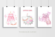 Little girl watercolor set. Nursery, a Person Illustration by SabinaWatercolorArt (Thumbnail 13 of 15)