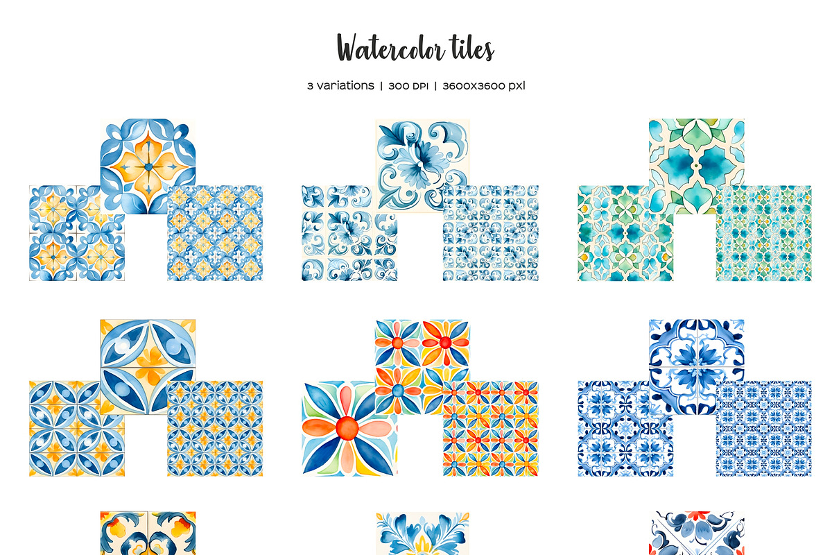 Watercolor seamless tiles clipart, a Pattern Graphic by Art and Funny (Photo 2 of 6)